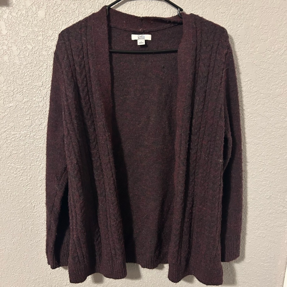 Fuzzy Burgundy Cardigan